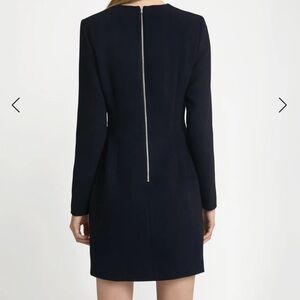 Long Sleeve Navy Shift Dress with Back Zip